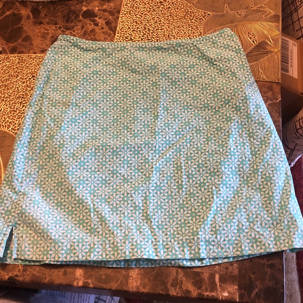 Kids Aqua Geometric Print Skirt